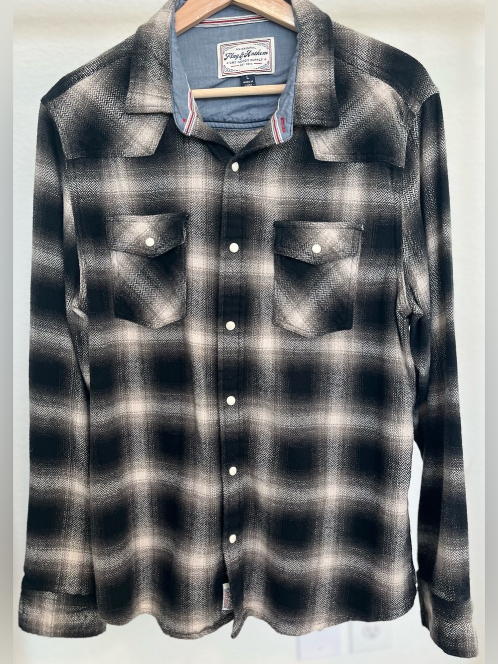 Flag & Anthem Flannel Plaid Men's Button-Up Shirt